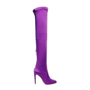 Aquazzura over the knee satin purple boots